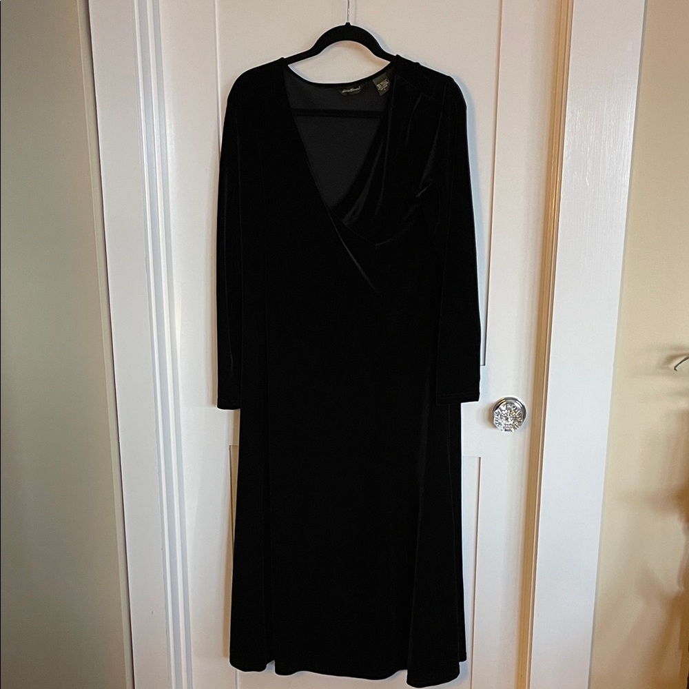 Eddie Bauer Velvet Black Dress